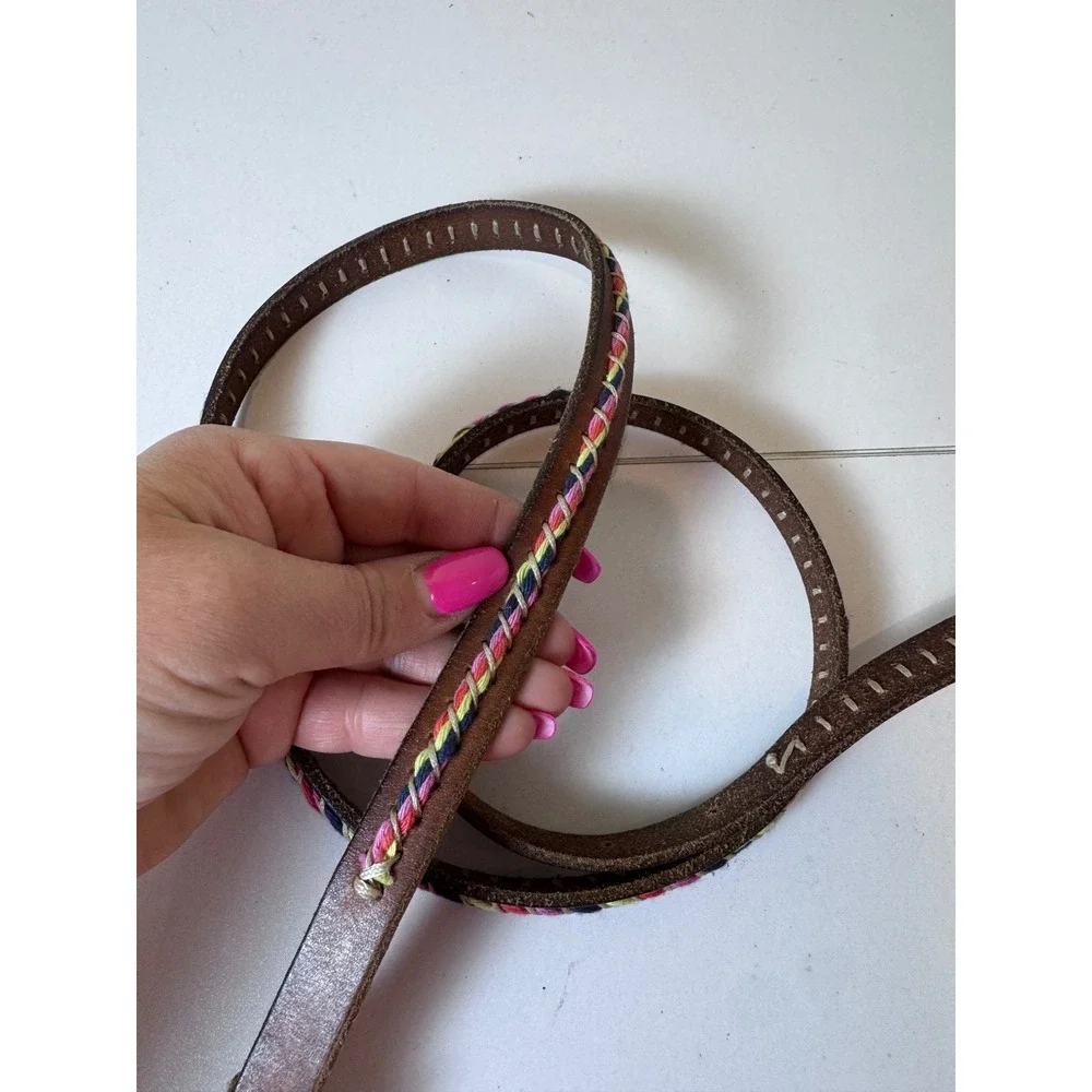 Y2K Vintage Braided Leather‎ Belt Womens Large Brown Boho Hippie Indie Festival